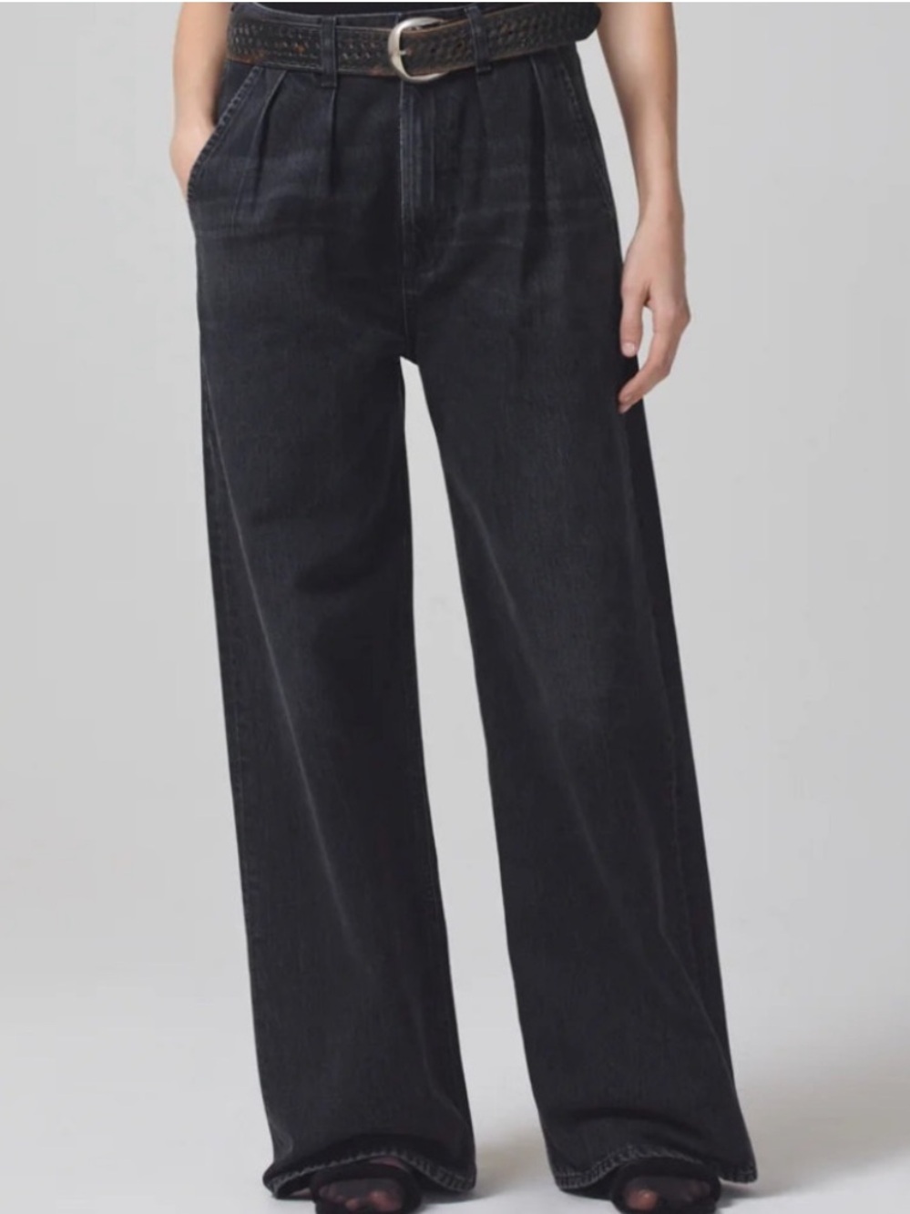 NWT Citizens Of Humanity Jeans Maritzy Trouser Pleated in Prophecy Black - Picture 3 of 13